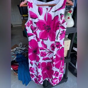 Jessica Howard sleeveless lined Pink Floral fit & flare dress Back zip close 4p